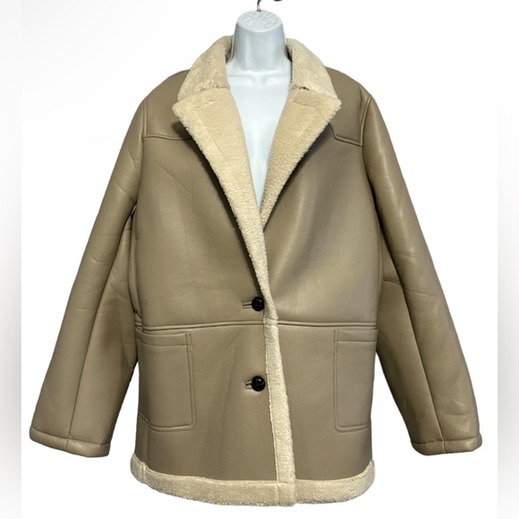 ASTR The Label (REVOLVE) Francine Vegan Leather Sherpa Lined Jacket XL NWOT - Picture 7 of 11